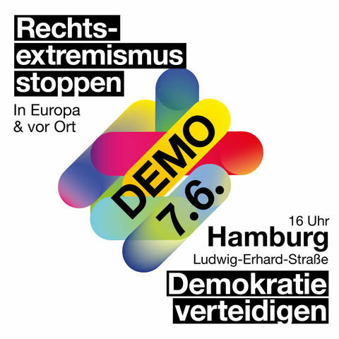 Demoaufruf Hamburg: Rechtsextremismus stoppen, in Europa und vor Ort

Demo am 7.6., 16 Uhr, Ludwig-Erhard-Straße.

Demokratie verteidigen